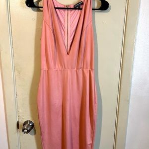 faux pink midi dress